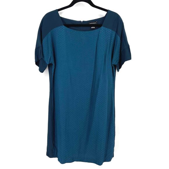 Club Monaco Blue Teal Square Neck Archmand Mini Dot Shift Dress Womens Size 6 - Picture 2 of 7